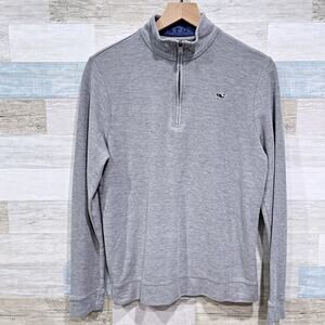 Vineyard Vines Saltwater 1/4 Zip Pullover Gray Pique Pima Cotton Boys XL 18